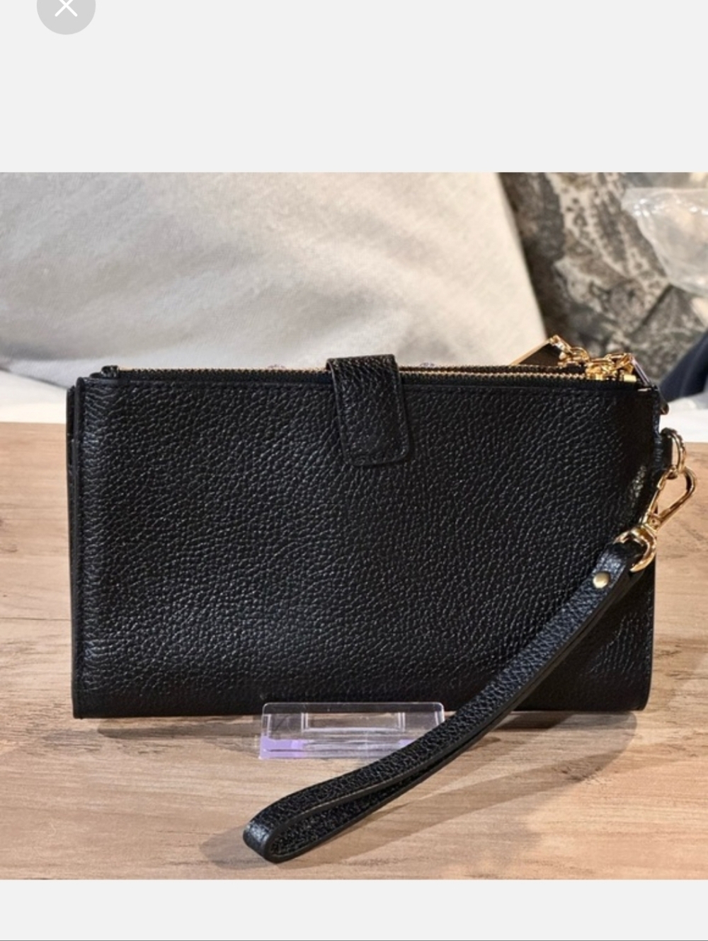 Michael Kors Jet Set Adele Black Leather Double Zip Wallet with Gold Hardware - Picture 2 of 8